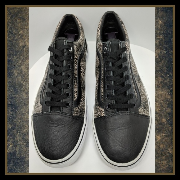 vans old skool black leather mens